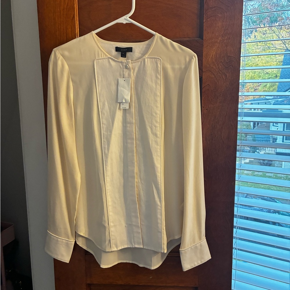 J. Crew Cream Long Sleeve Blouse